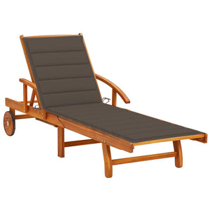 vidaXL Sun Lounger with Cushion Solid Acacia Wood