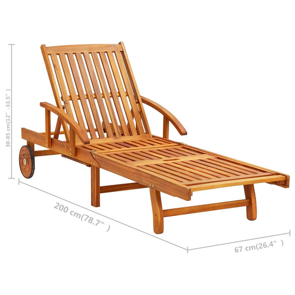 vidaXL Sun Lounger with Cushion Solid Acacia Wood