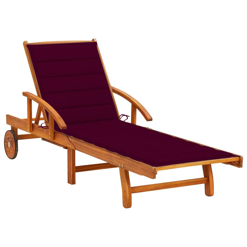 vidaXL Sun Lounger with Cushion Solid Acacia Wood