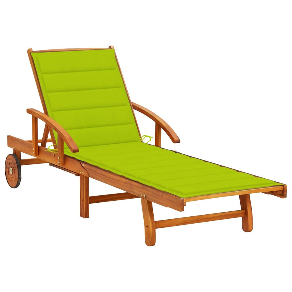 vidaXL Sun Lounger with Cushion Solid Acacia Wood