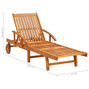 vidaXL Sun Lounger with Cushion Solid Acacia Wood