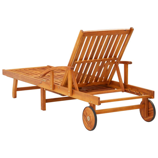 vidaXL Sun Lounger with Cushion Solid Acacia Wood