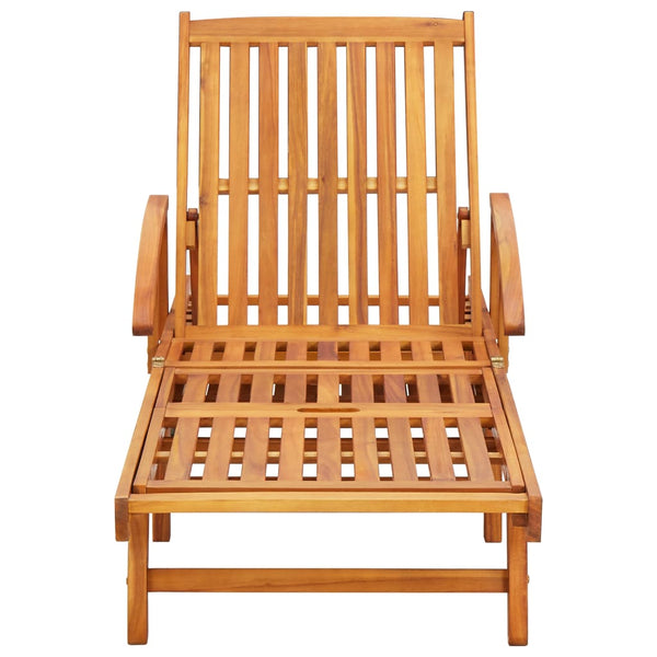 vidaXL Sun Lounger with Cushion Solid Acacia Wood