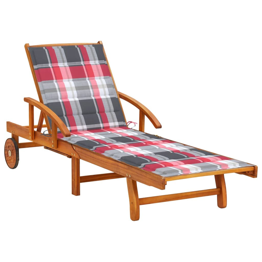 vidaXL Sun Lounger with Cushion Solid Acacia Wood