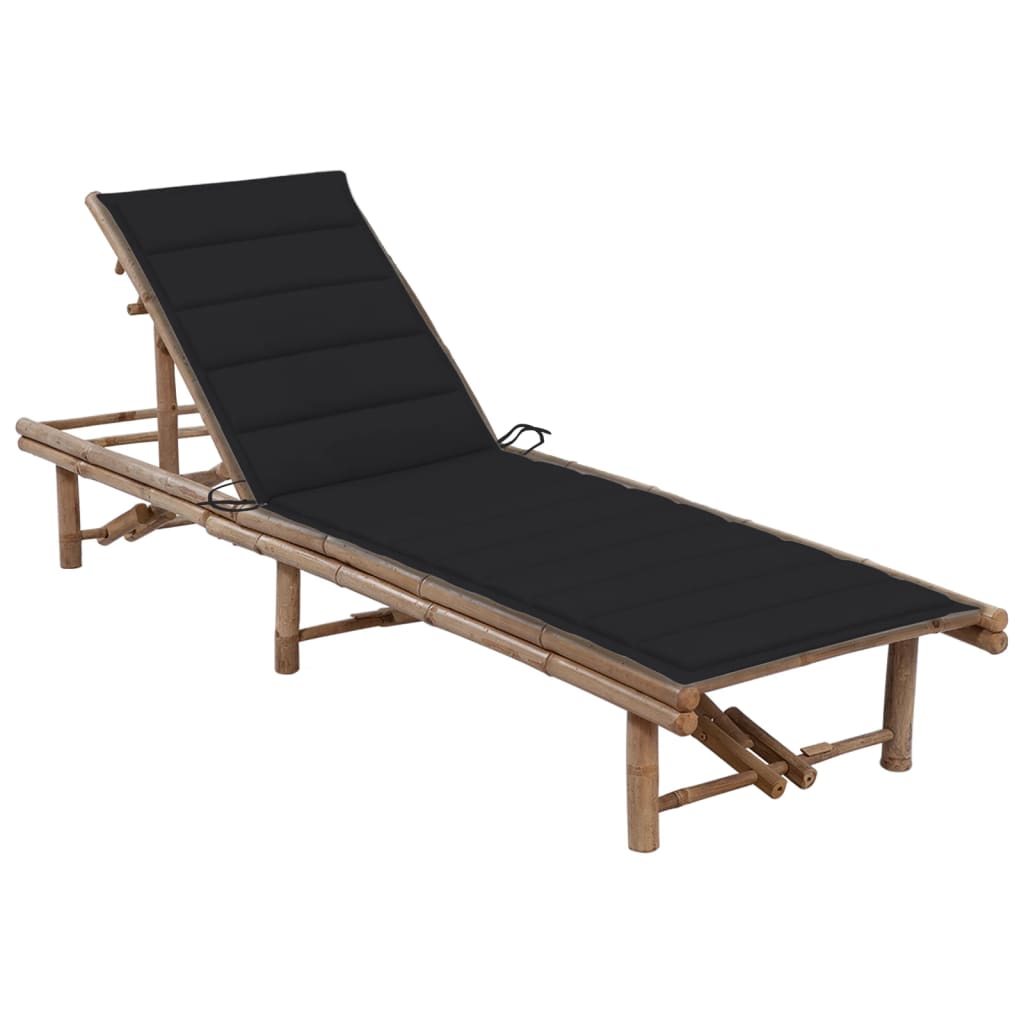 vidaXL Garden Sun Lounger with Cushion Bamboo