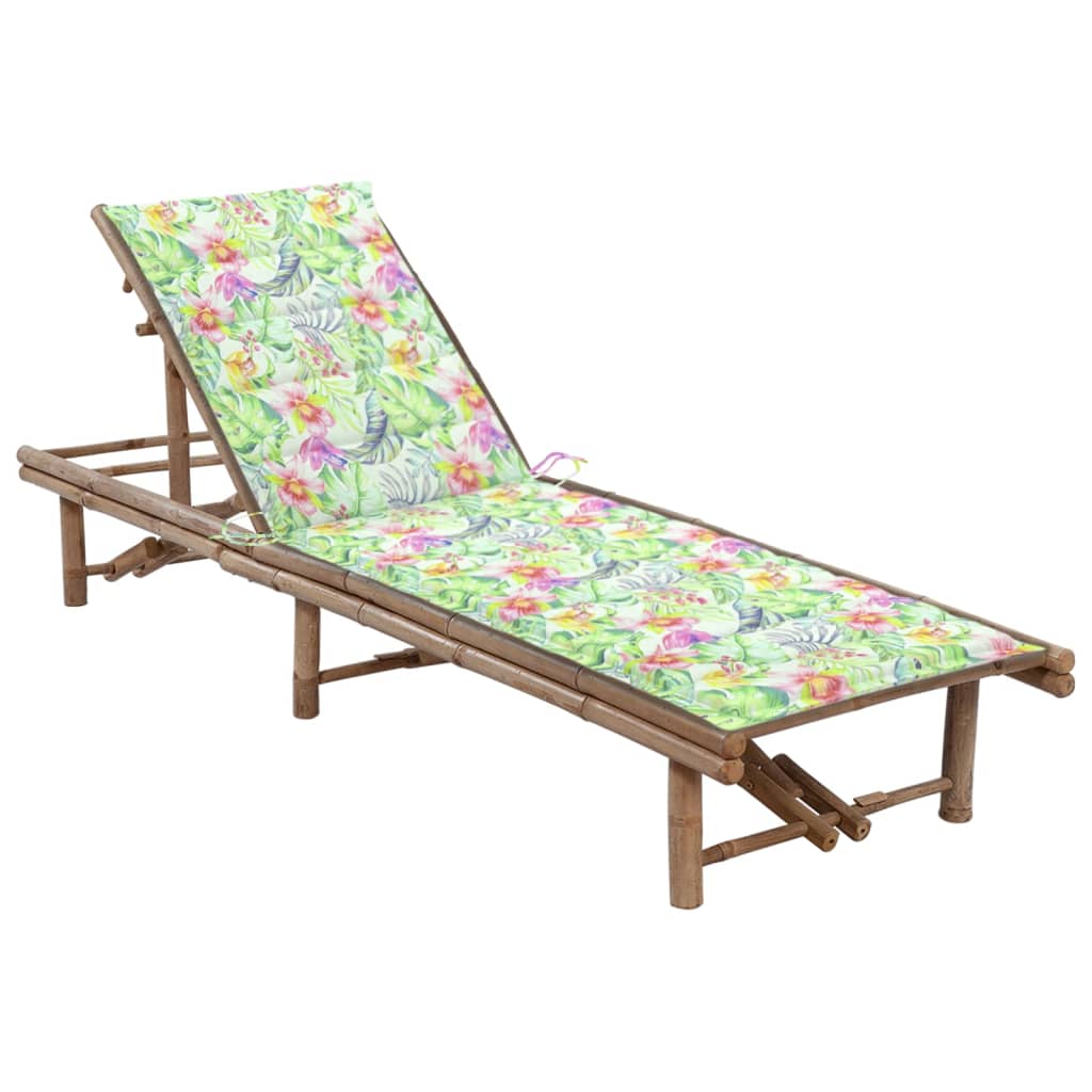 vidaXL Garden Sun Lounger with Cushion Bamboo