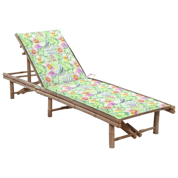 vidaXL Garden Sun Lounger with Cushion Bamboo