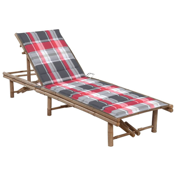 vidaXL Garden Sun Lounger with Cushion Bamboo
