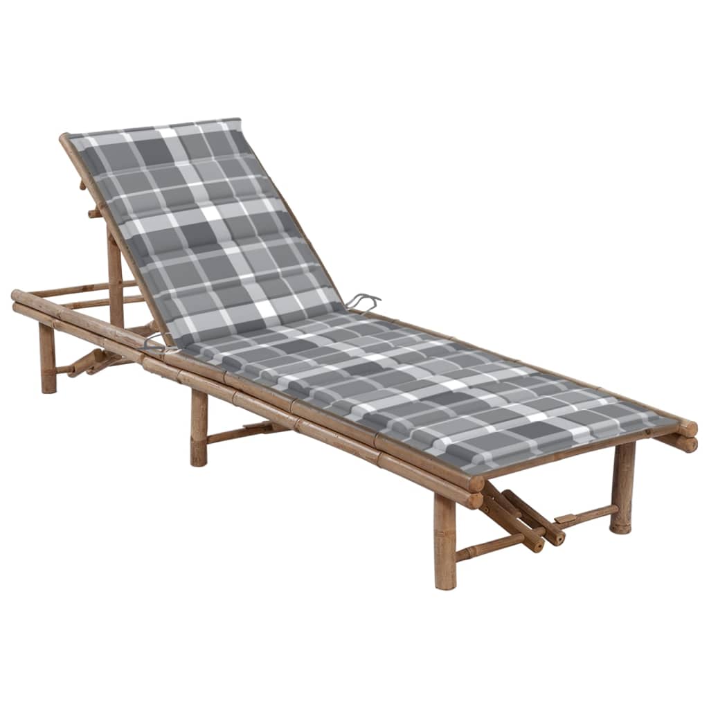 vidaXL Garden Sun Lounger with Cushion Bamboo