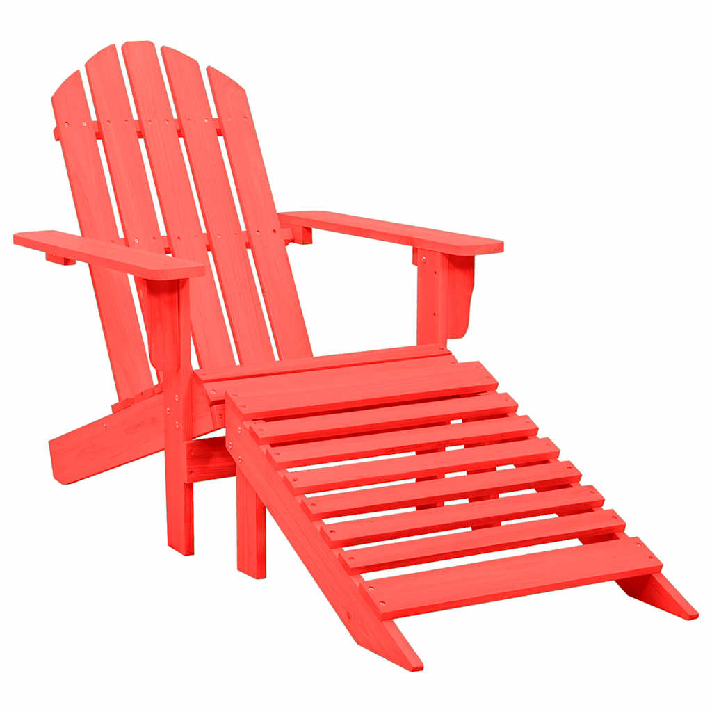 vidaXL Adirondack Garden Chair with Ottoman Solid Fir Wood Red