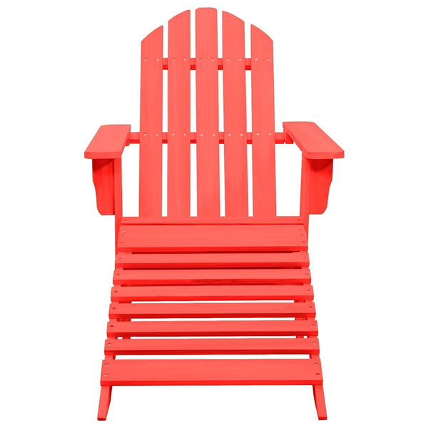 vidaXL Adirondack Garden Chair with Ottoman Solid Fir Wood Red