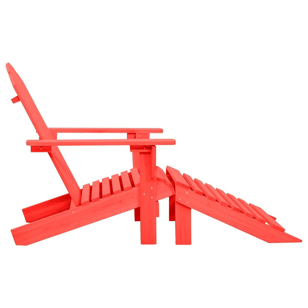 vidaXL Adirondack Garden Chair with Ottoman Solid Fir Wood Red