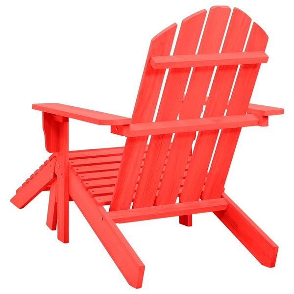 vidaXL Adirondack Garden Chair with Ottoman Solid Fir Wood Red