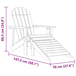 vidaXL Adirondack Garden Chair with Ottoman Solid Fir Wood Pink