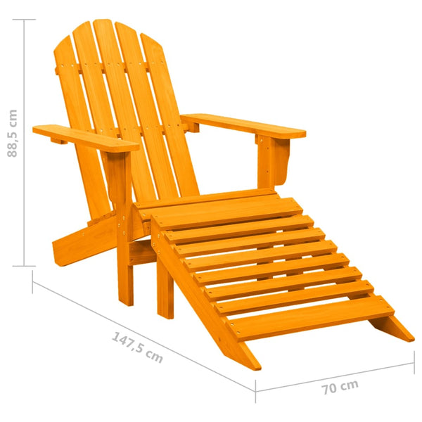 vidaXL Adirondack Garden Chair with Footrest Solid Fir Wood Orange