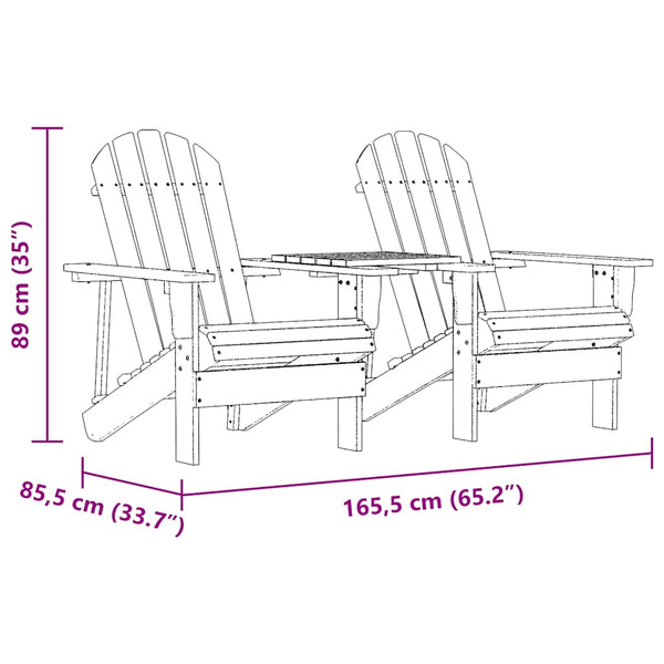 vidaXL Adirondack Garden Chairs with Table Solid Fir Wood