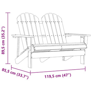vidaXL Adirondack Garden Bench 2-Seater Solid Fir Wood Brown