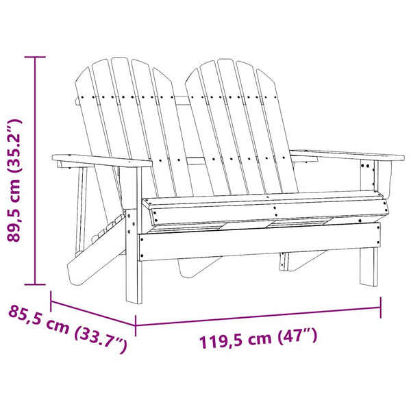 vidaXL Adirondack Garden Bench 2-Seater Solid Fir Wood Brown