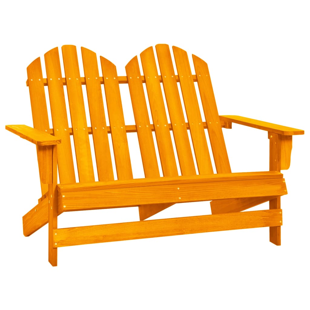 vidaXL Adirondack Garden Bench 2-Seater Solid Fir Wood Orange