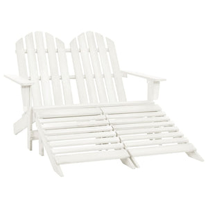 vidaXL Adirondack Garden Bench 2-Seater with Footrest Firwood White