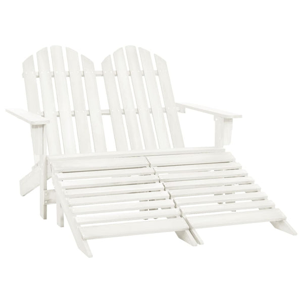 vidaXL Adirondack Garden Bench 2-Seater with Footrest Firwood White