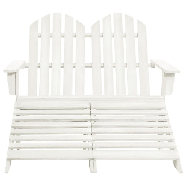 vidaXL Adirondack Garden Bench 2-Seater with Footrest Firwood White