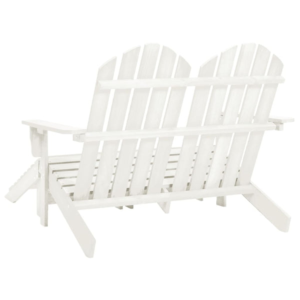 vidaXL Adirondack Garden Bench 2-Seater with Footrest Firwood White