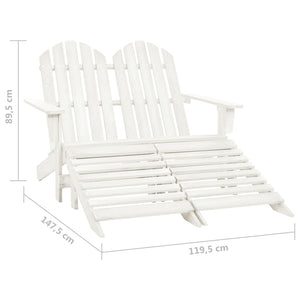 vidaXL Adirondack Garden Bench 2-Seater with Footrest Firwood White