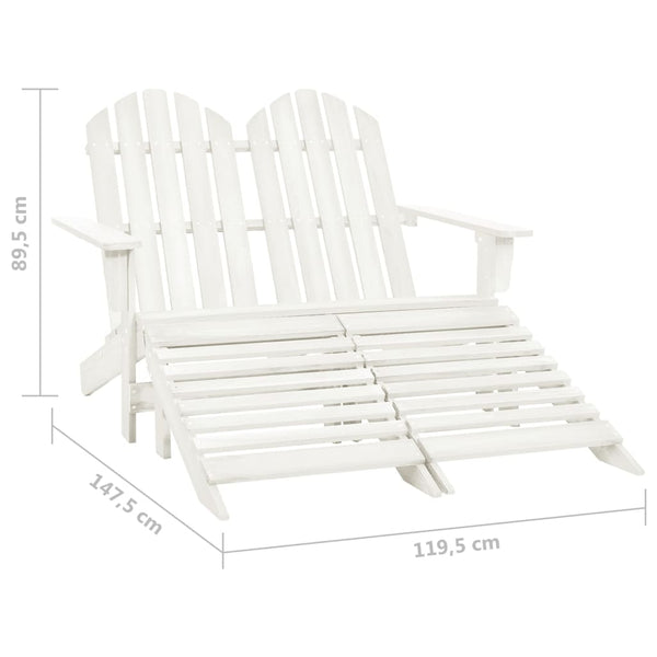 vidaXL Adirondack Garden Bench 2-Seater with Footrest Firwood White