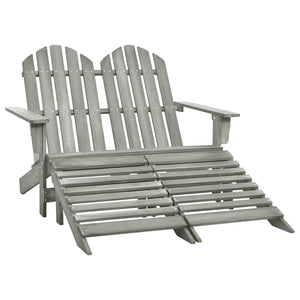vidaXL 2-Seater Adirondack Garden Bench with Ottoman Fir Wood Grey
