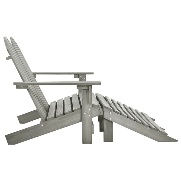 vidaXL 2-Seater Adirondack Garden Bench with Ottoman Fir Wood Grey