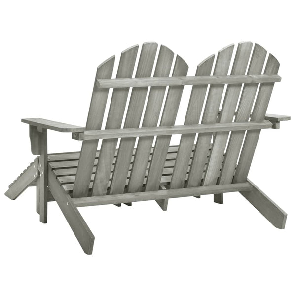 vidaXL 2-Seater Adirondack Garden Bench with Ottoman Fir Wood Grey