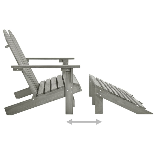 vidaXL 2-Seater Adirondack Garden Bench with Ottoman Fir Wood Grey