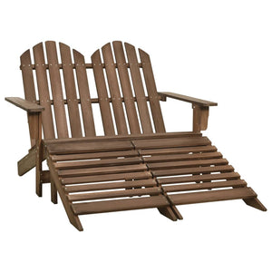 vidaXL 2-Seater Adirondack Garden Bench with Footrest Firwood Brown