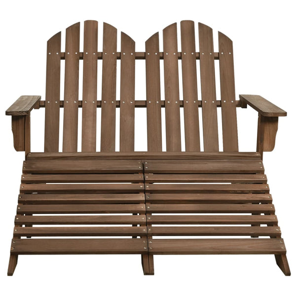 vidaXL 2-Seater Adirondack Garden Bench with Footrest Firwood Brown