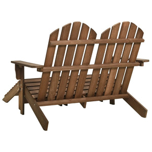 vidaXL 2-Seater Adirondack Garden Bench with Footrest Firwood Brown
