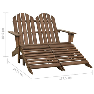 vidaXL 2-Seater Adirondack Garden Bench with Footrest Firwood Brown