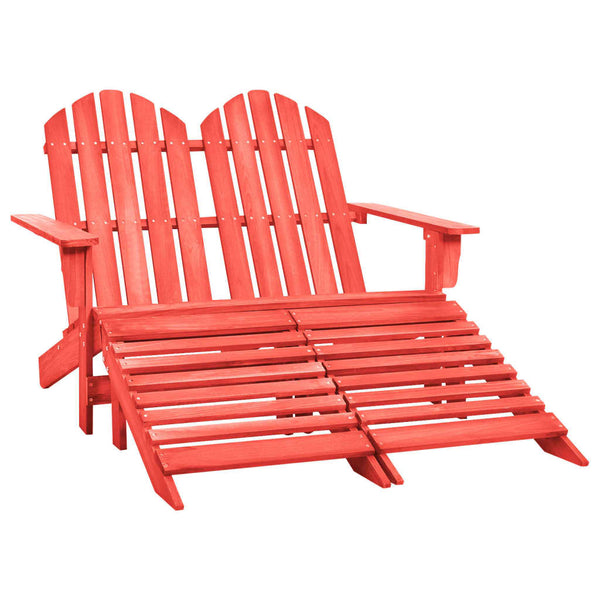 vidaXL Adirondack Garden Bench 2-Seater with Footrest Fir Wood Red