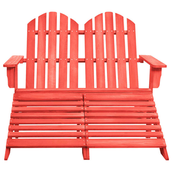 vidaXL Adirondack Garden Bench 2-Seater with Footrest Fir Wood Red