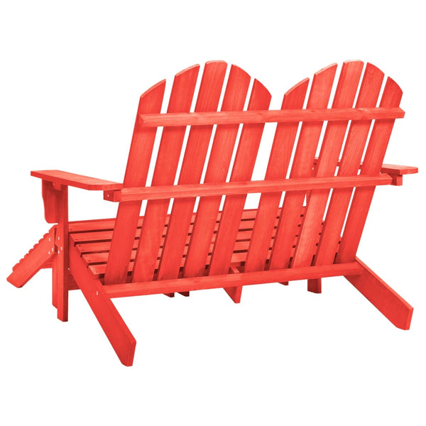 vidaXL Adirondack Garden Bench 2-Seater with Footrest Fir Wood Red