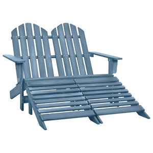 vidaXL Adirondack Garden Bench 2-Seater with Footrest Fir Wood Blue