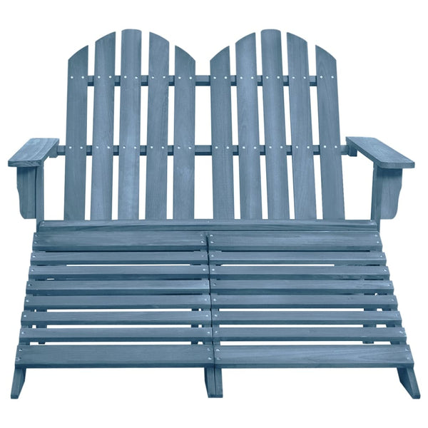 vidaXL Adirondack Garden Bench 2-Seater with Footrest Fir Wood Blue