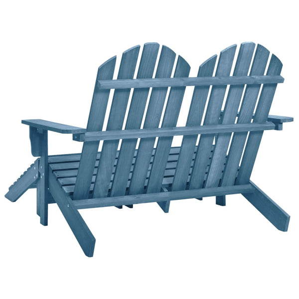 vidaXL Adirondack Garden Bench 2-Seater with Footrest Fir Wood Blue
