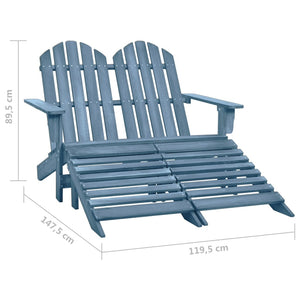 vidaXL Adirondack Garden Bench 2-Seater with Footrest Fir Wood Blue
