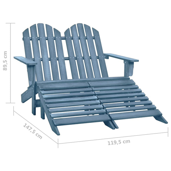vidaXL Adirondack Garden Bench 2-Seater with Footrest Fir Wood Blue