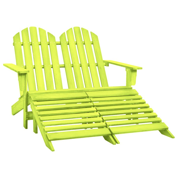 vidaXL Adirondack Garden Bench 2-Seater with Footrest Firwood Green