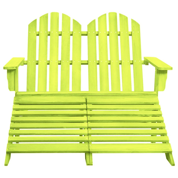 vidaXL Adirondack Garden Bench 2-Seater with Footrest Firwood Green