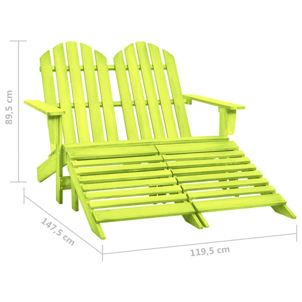 vidaXL Adirondack Garden Bench 2-Seater with Footrest Firwood Green
