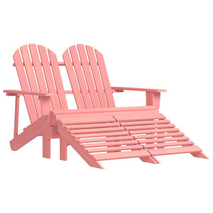 vidaXL 2-Seater Adirondack Garden Bench with Footrest Fir Wood Pink