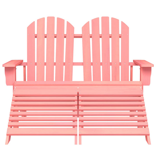 vidaXL 2-Seater Adirondack Garden Bench with Footrest Fir Wood Pink